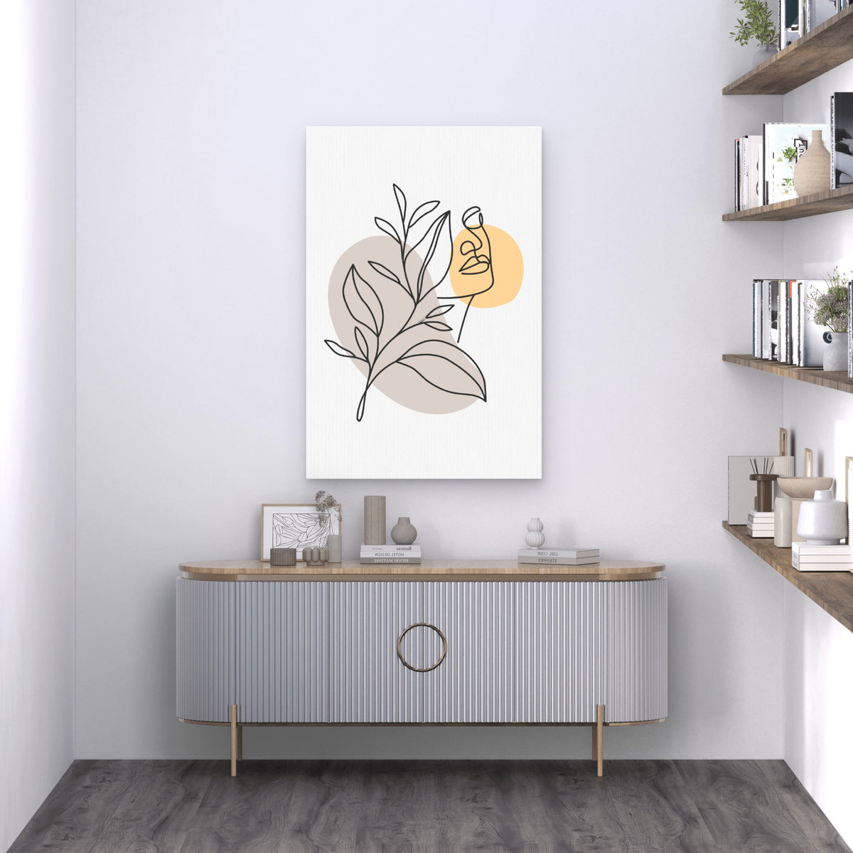 Feminine Face Line Drawing Sketch 40x60cm Metal Print Ready to Hang