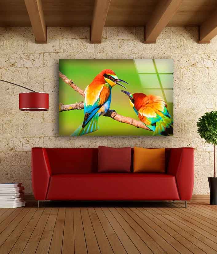 Birds on Tree Branch UV Direct Aluminum Print Australian Made Quality