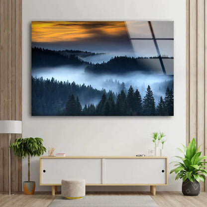 Misty Forest Sunset Sky UV Direct Aluminum Print Australian Made Quality