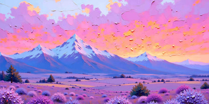 Purple Mountain Field View Wall Art Canvas Office Home Room Framed 120x60 cm