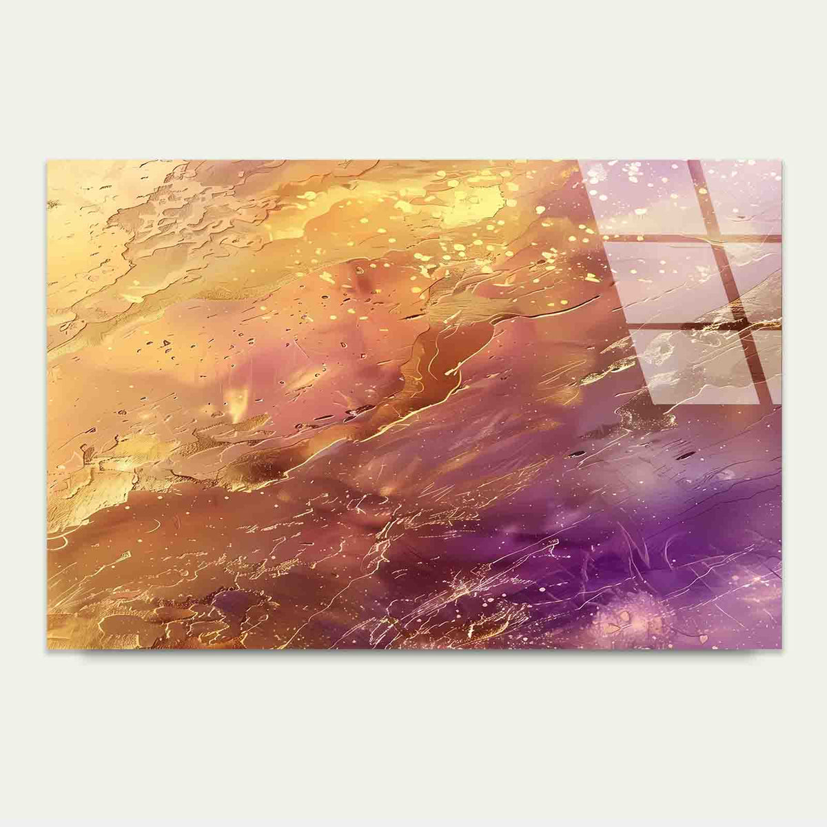 Opulent Purple Gilded Tempered Glass Printing Wall Art Australian Made Quality
