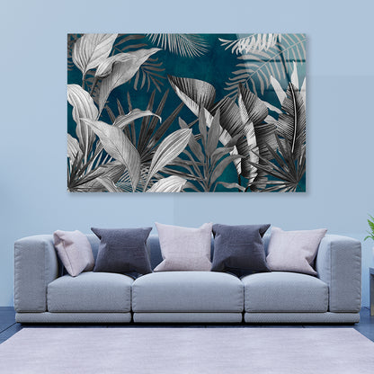 Tropical Leaves Style Acrylic Glass Print Tempered Glass Wall Art 100% Made in Australia Ready to Hang