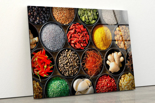 Spices on Cups View UV Direct Aluminum Print Australian Made Quality