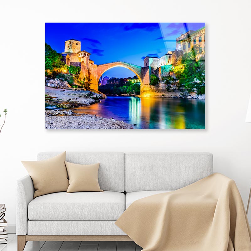 Bosnia Bridge & Blue Sky Acrylic Glass Print Tempered Glass Wall Art 100% Made in Australia Ready to Hang