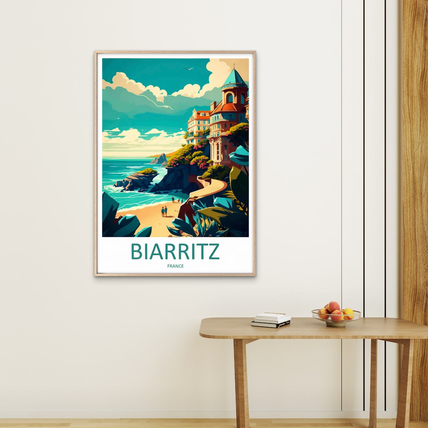 Biarritz France Coast French Riviera Landscape White House & Sea Travel Poster Print Wall Art