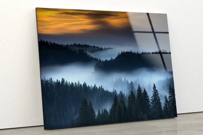 Misty Forest Sunset Sky UV Direct Aluminum Print Australian Made Quality