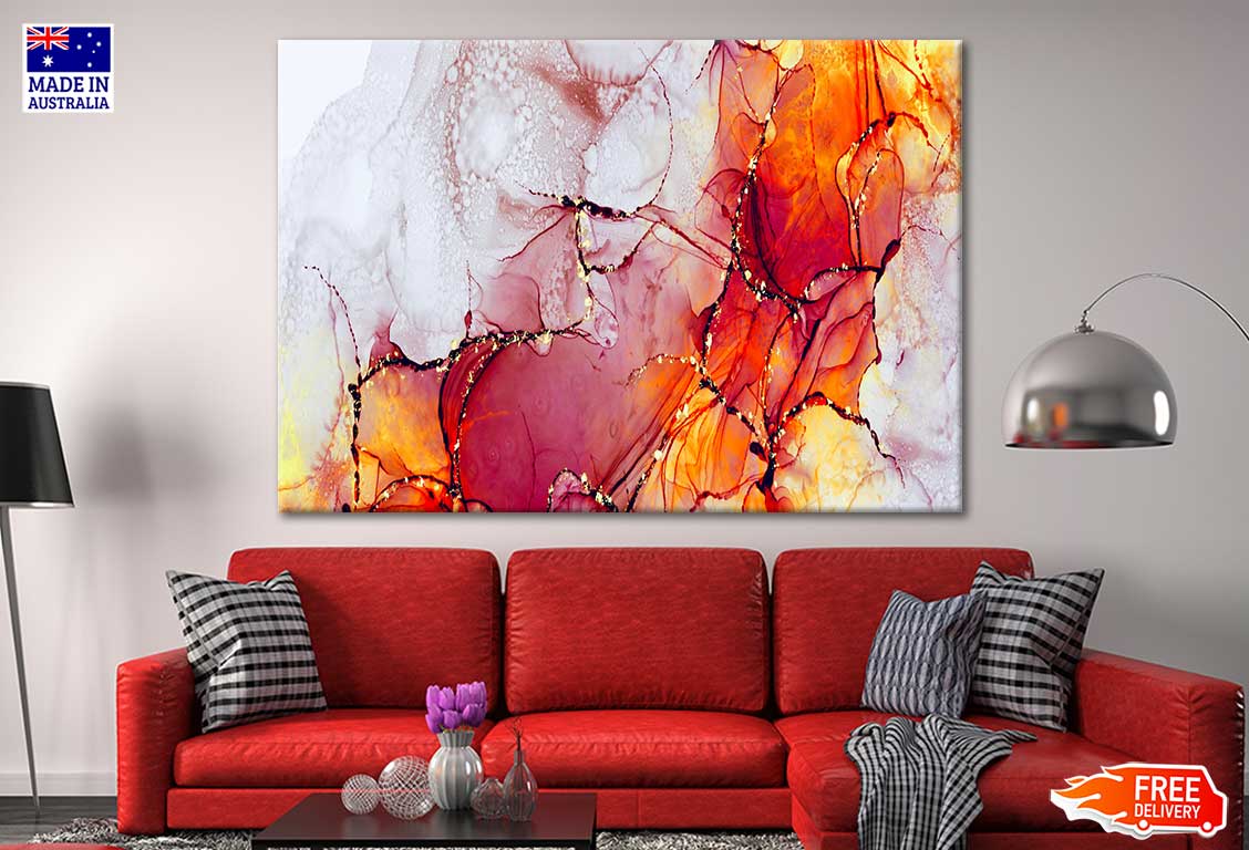 Orange And Red Alcohol Ink Painting Print 100% Australian Made