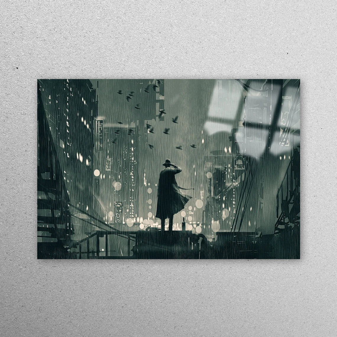 He Detective Holding A Gun To His Head Acrylic Glass Print Tempered Glass Wall Art 100% Made in Australia Ready to Hang