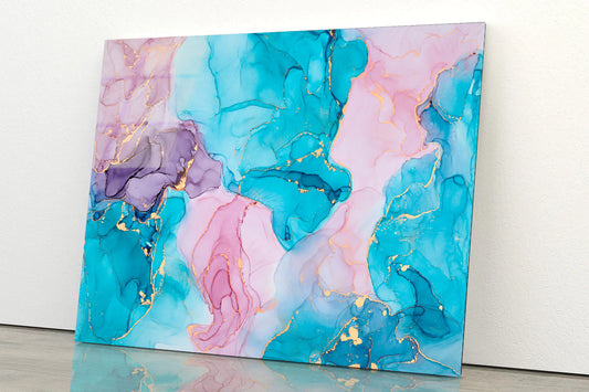 Pink Blue Natural Luxury Abstract Fluid Art Painting in Alcohol Ink Technique Acrylic Glass Print Tempered Glass Wall Art 100% Made in Australia Ready to Hang