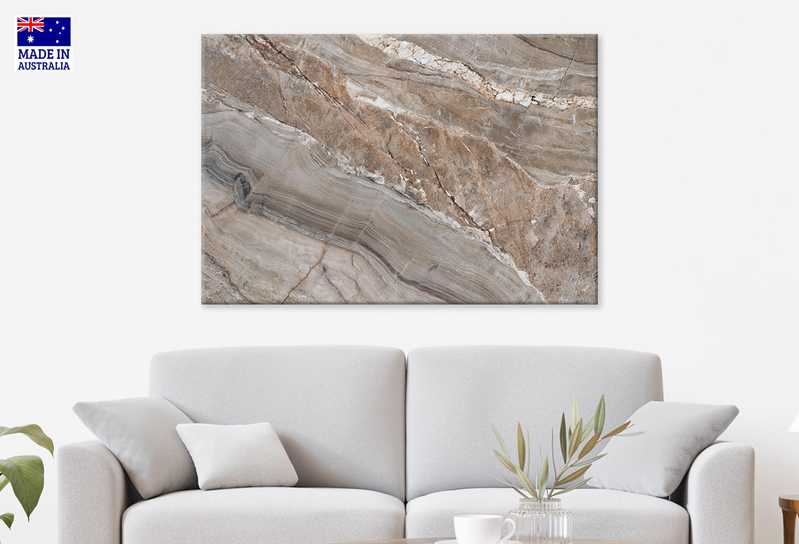 Grey Brown Marble Texture Patterns Wall Art Decor 100% Australian Made