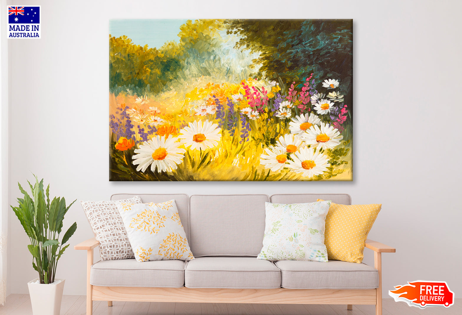 Field Of Daisies Oil Painting Wall Art Limited Edition High Quality Print