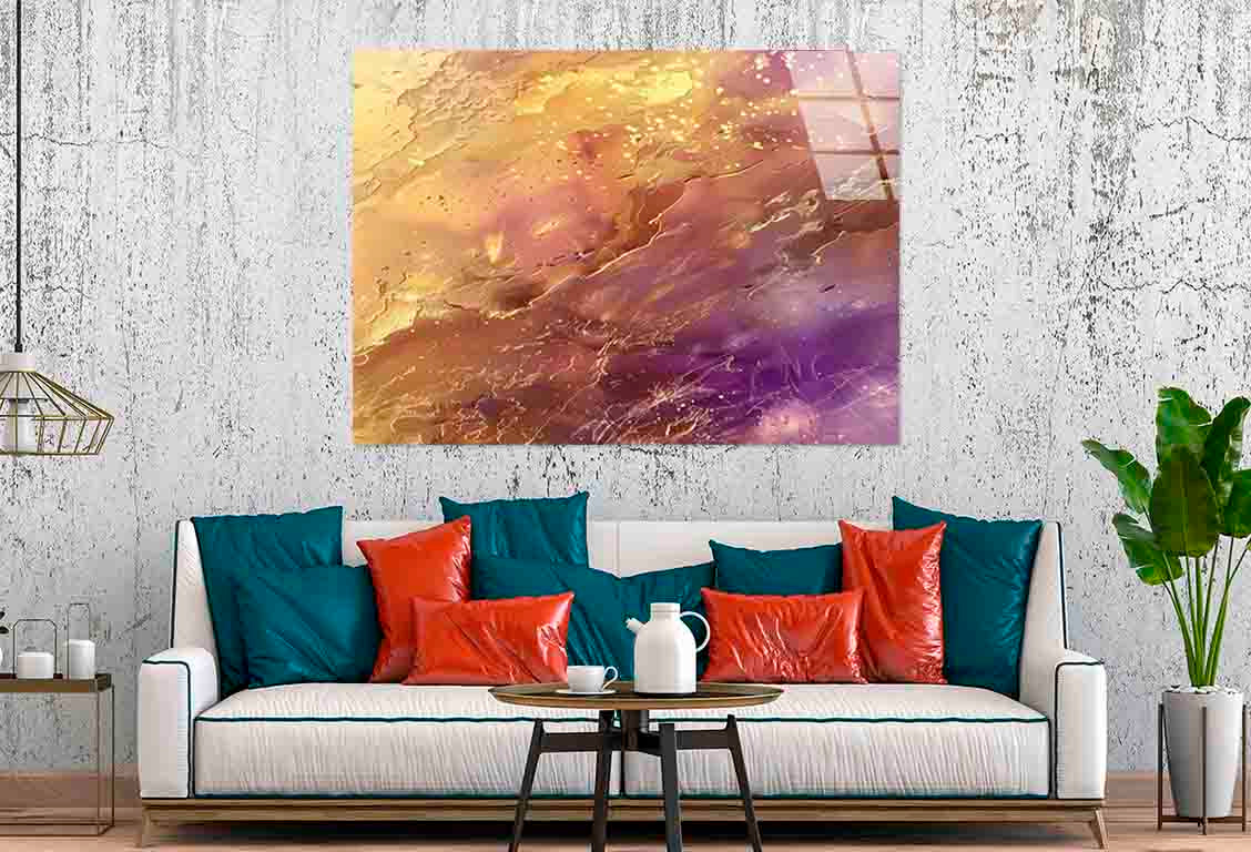 Opulent Purple Gilded Tempered Glass Printing Wall Art Australian Made Quality