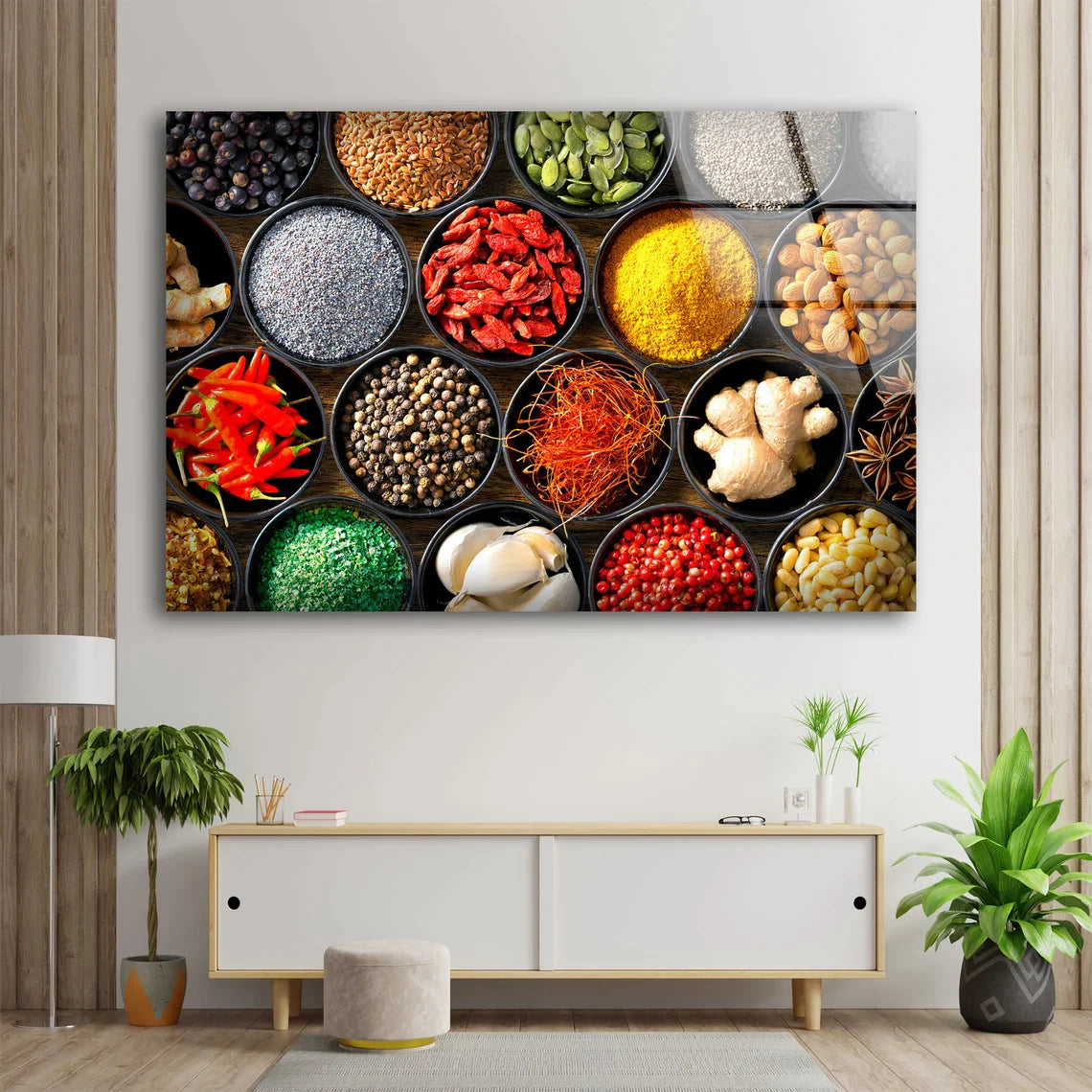 Spices on Cups View UV Direct Aluminum Print Australian Made Quality