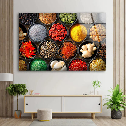 Spices on Cups View UV Direct Aluminum Print Australian Made Quality