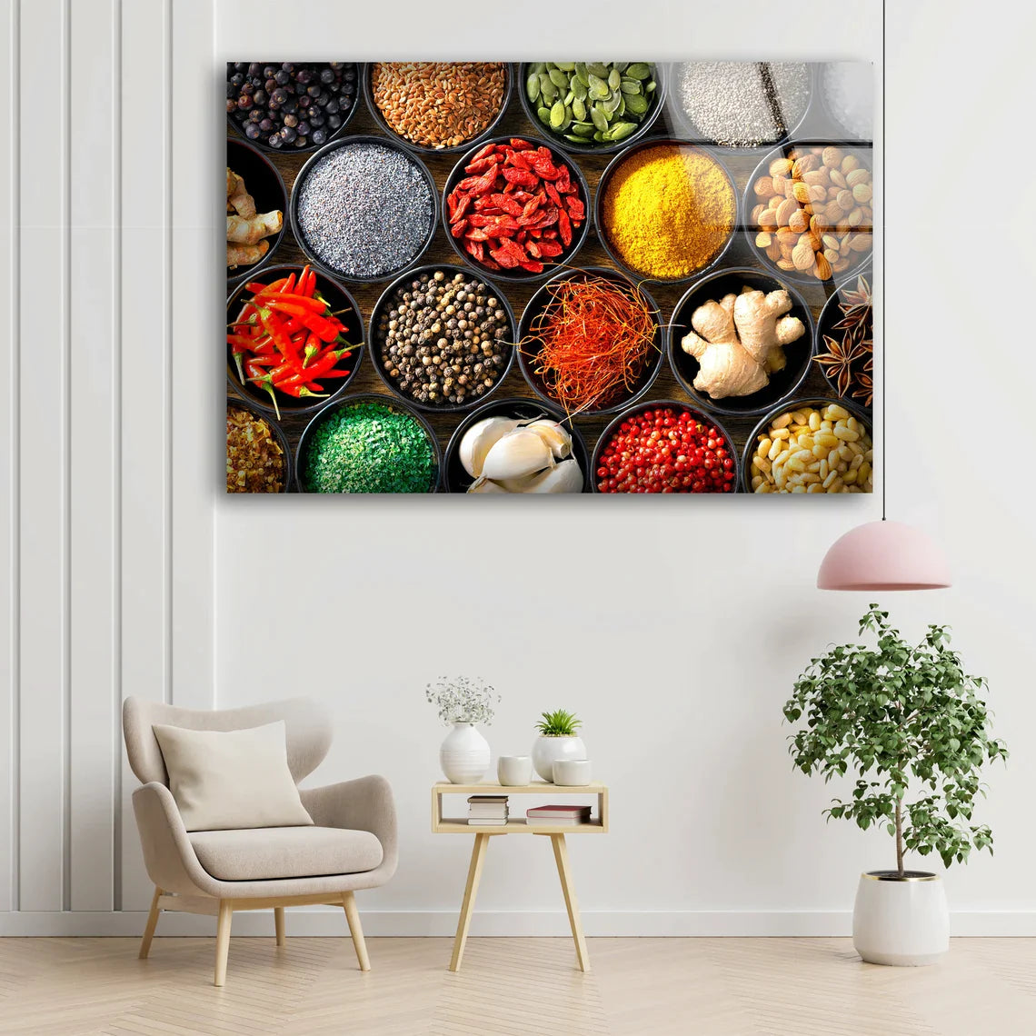 Spices on Cups View UV Direct Aluminum Print Australian Made Quality