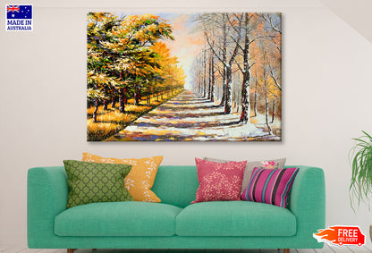 Allegory On Theme Winter Season & Autumn Season Painting Wall Art Limited Edition High Quality Print