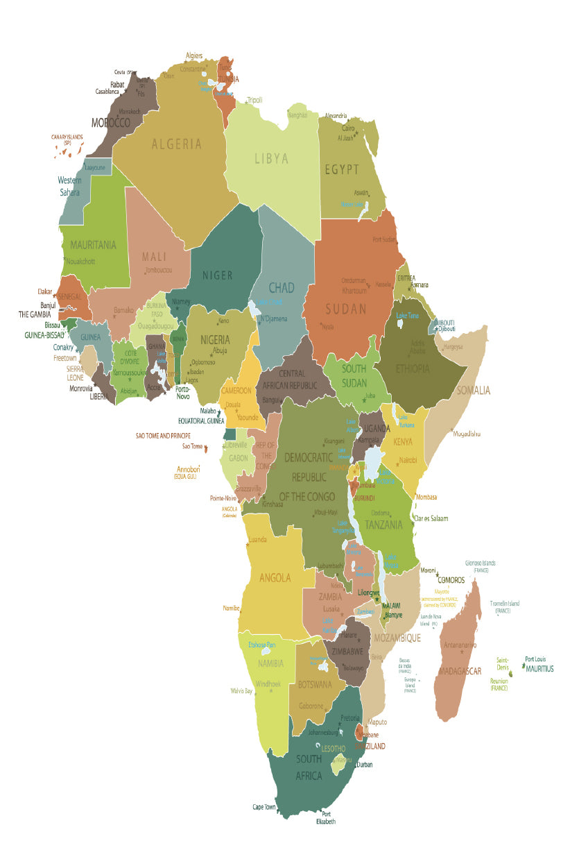 Africa Highly Detailed Map Home Decor Premium Quality Poster Print Choose Your Sizes