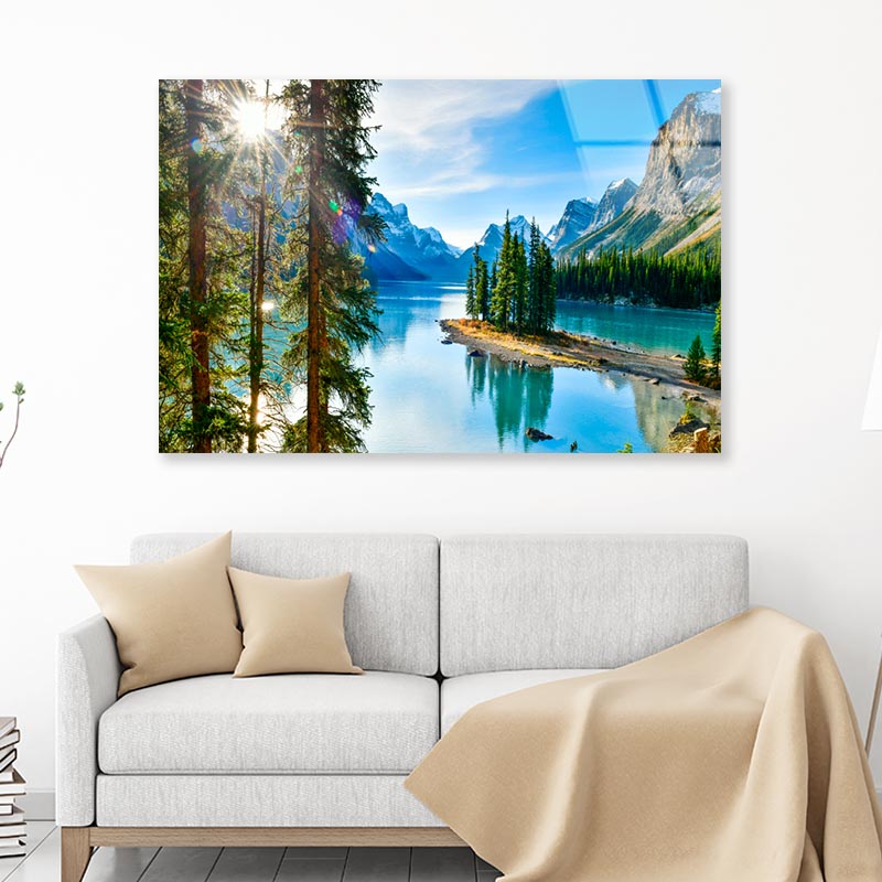 Mountain With Forest & River  Acrylic Glass Print Tempered Glass Wall Art 100% Made in Australia Ready to Hang