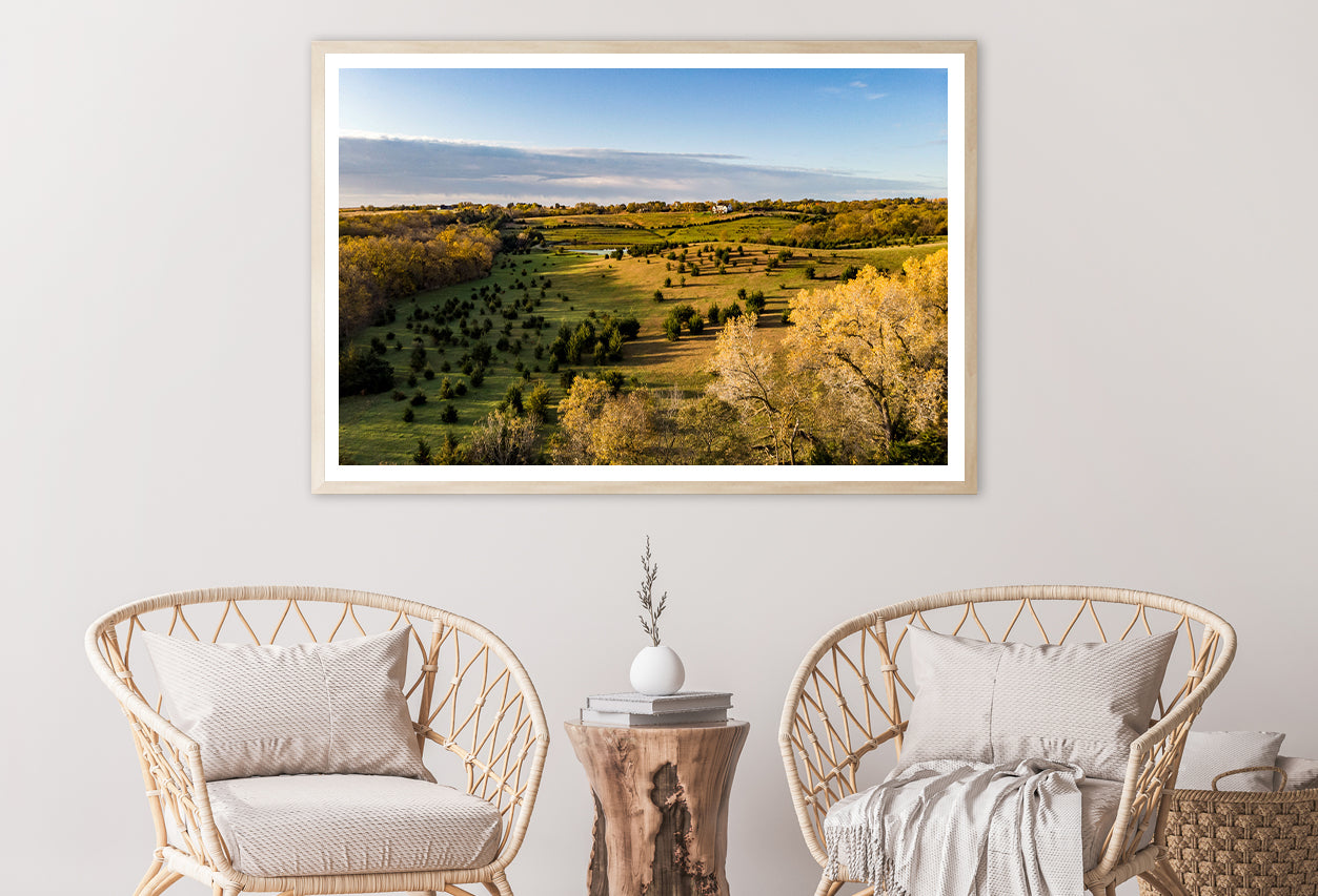 View of Sunrise over a Rural Countryside Home Decor Premium Quality Poster Print Choose Your Sizes