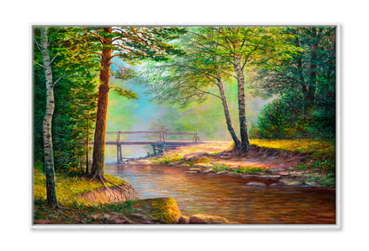 Forest River View Oil Painting Wall Art Limited Edition High Quality Print Canvas Box Framed White