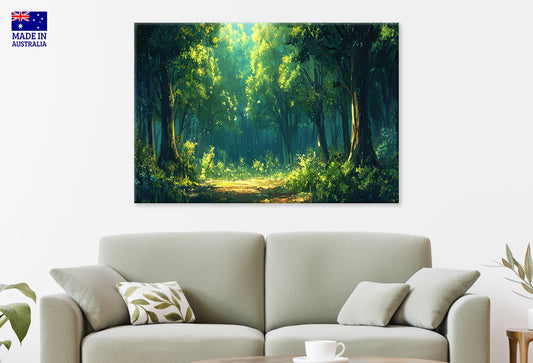 Sun Shining Tropical Forest Path Wall Art Decor 100% Australian Made
