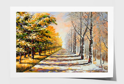 Allegory On Theme Winter Season & Autumn Season Painting Wall Art Limited Edition High Quality Print Unframed Roll Canvas None