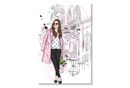 Modern Fashion Store with Girl Wall Art Limited Edition High Quality Print Stretched Canvas None