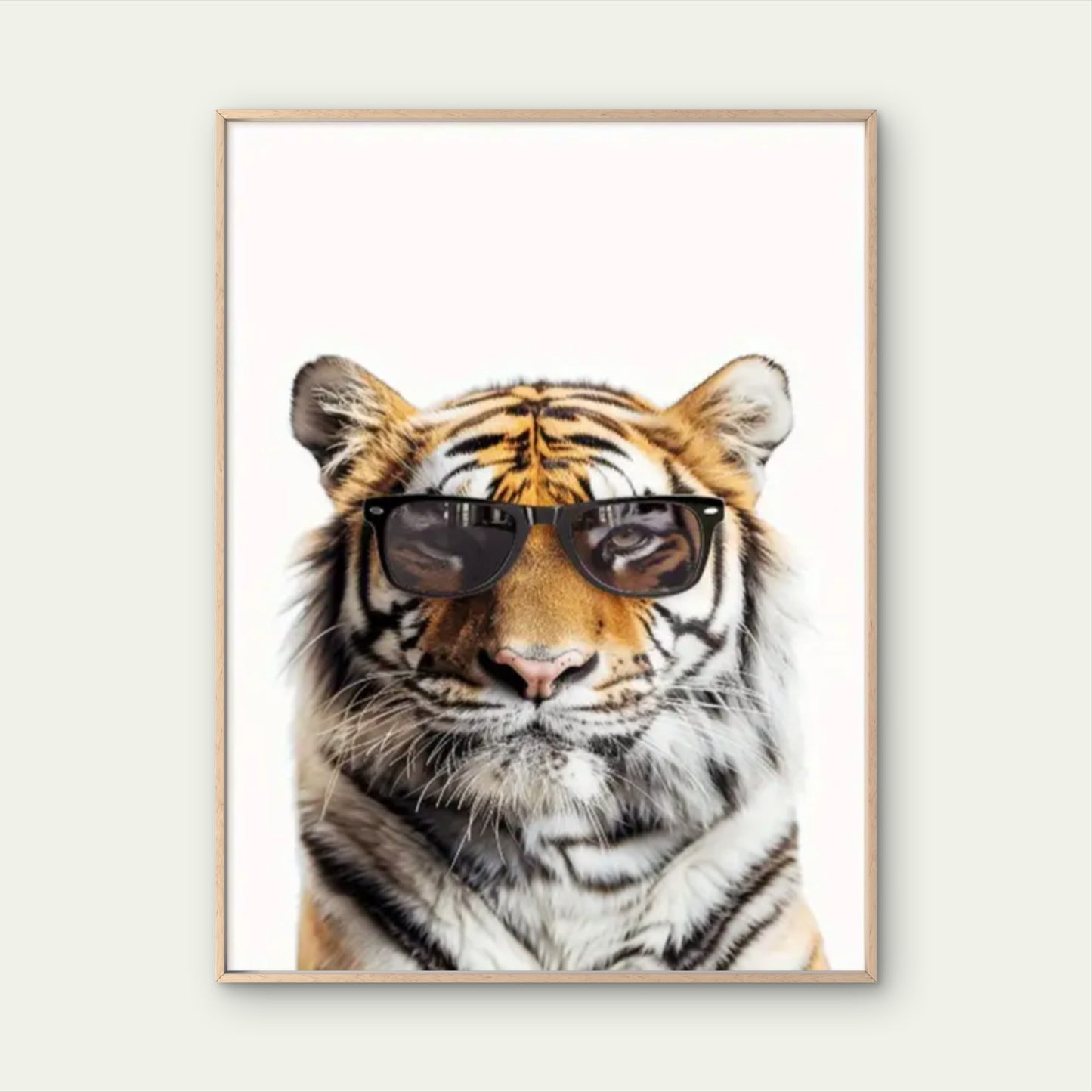 Minimalist Modern Tiger with Trendy Glasses Fashion Home Decor Premium Quality Poster Print Choose Your Sizes