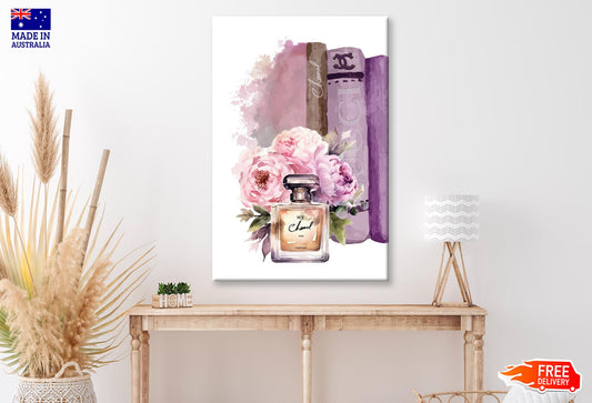 Brown Pink Shaded Perfume and Book set Wall Art Limited Edition High Quality Print