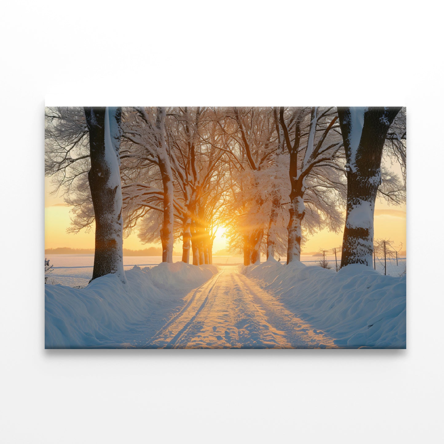 Winter with Tree Alley at Sunset Print 100% Australian Made