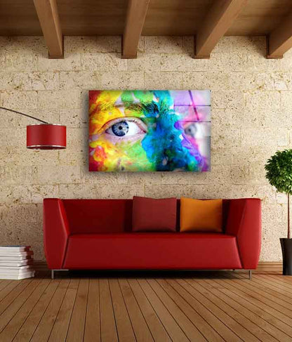 Painted Face Eyes UV Direct Aluminum Print Australian Made Quality