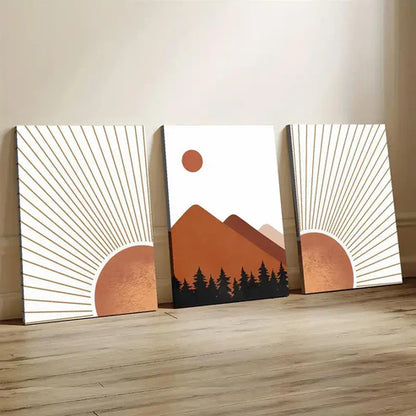 3pcs Abstract Terracotta Landscape Wall Art Set Canvas Unframed - High Quality Print 100% Australian Made Wall Canvas