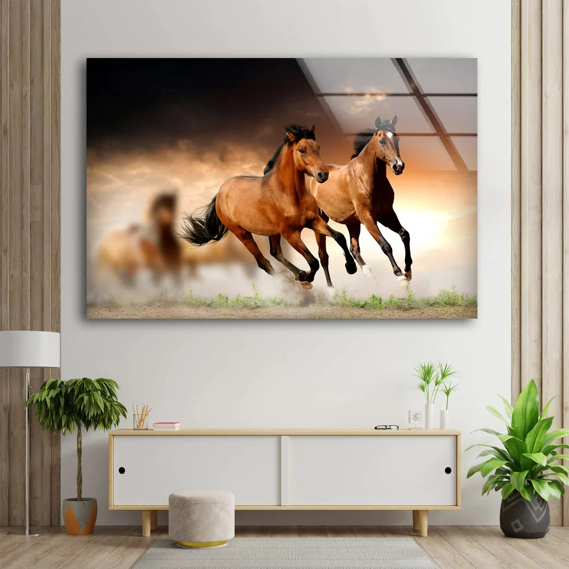 Running Horses Field UV Direct Aluminum Print Australian Made Quality