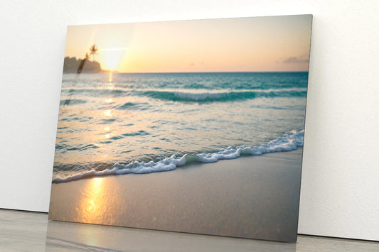 Blurred Tropical Beach View Acrylic Glass Print Tempered Glass Wall Art 100% Made in Australia Ready to Hang