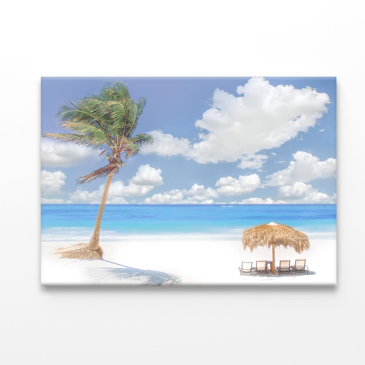 Beach Hut And Coconut Tree Acrylic Glass Print Tempered Glass Wall Art 100% Made in Australia Ready to Hang