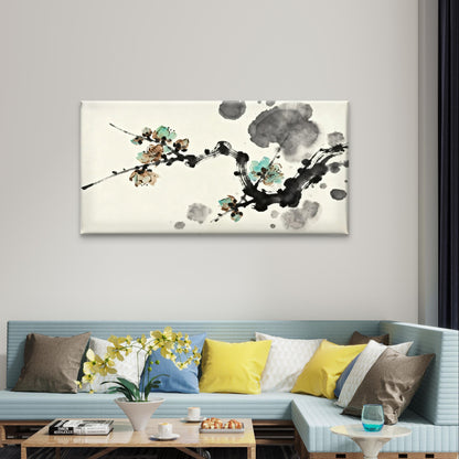 Chinese Ink Wash Plum Blossom Floral Painting Wall Art Canvas Office Home Framed 120x60cm
