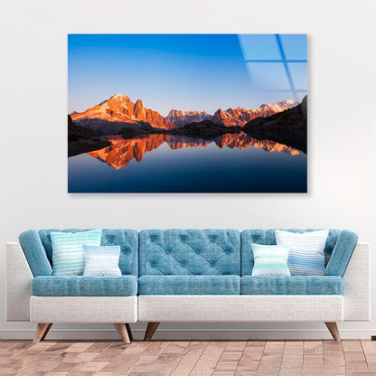 Mountain Landscape at Sunset with Reflection in Lake Acrylic Glass Print Tempered Glass Wall Art 100% Made in Australia Ready to Hang