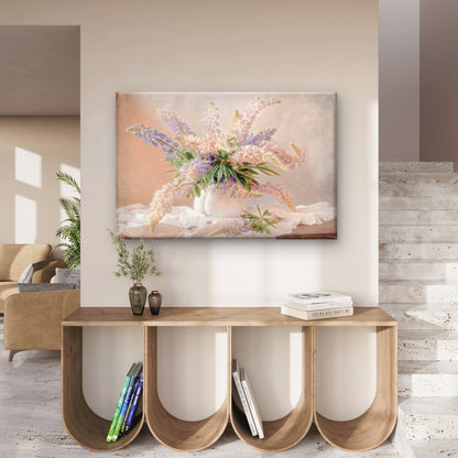 Soft Pastel Lavender Lupine Rustic Floral Bouquet Wall Art Decor 100% Australian Made