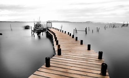 Black and White Wooden Pier Lake Wall Art Decor 100% Australian Made