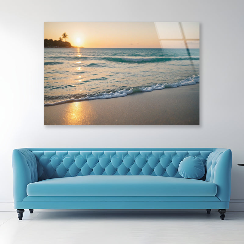 Blurred Tropical Beach View Acrylic Glass Print Tempered Glass Wall Art 100% Made in Australia Ready to Hang