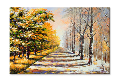 Allegory On Theme Winter Season & Autumn Season Painting Wall Art Limited Edition High Quality Print Stretched Canvas None