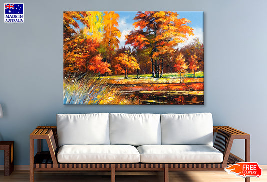 Autumn On The Bank Of The River Oil Painting Wall Art Limited Edition High Quality Print