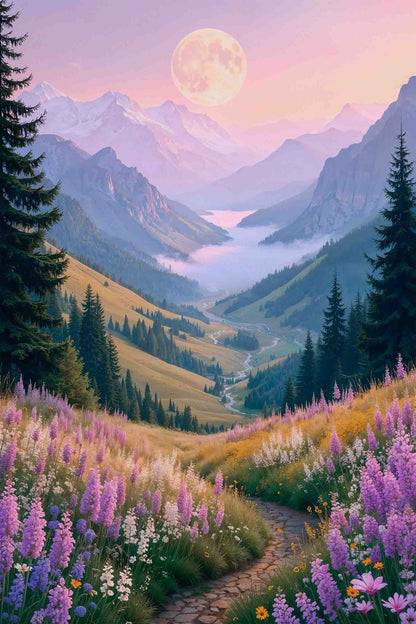 Alpine Swiss Mountain Valley 40x60cm Metal Print Ready to Hang