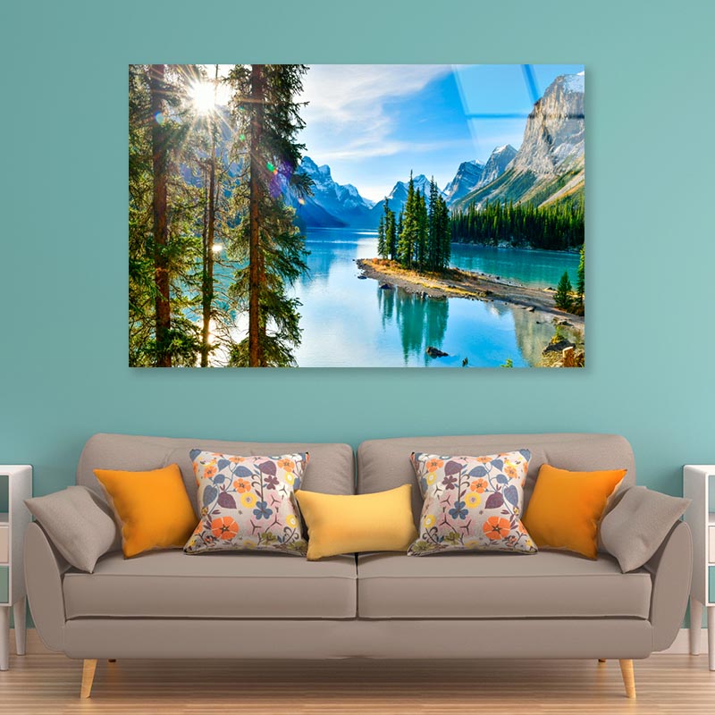 Mountain With Forest & River  Acrylic Glass Print Tempered Glass Wall Art 100% Made in Australia Ready to Hang