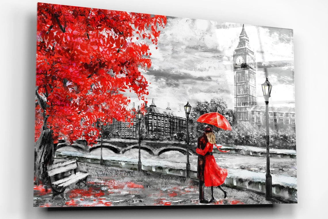 London Red Umbrella Acrylic Glass Print Tempered Glass Wall Art 100% Made in Australia Ready to Hang