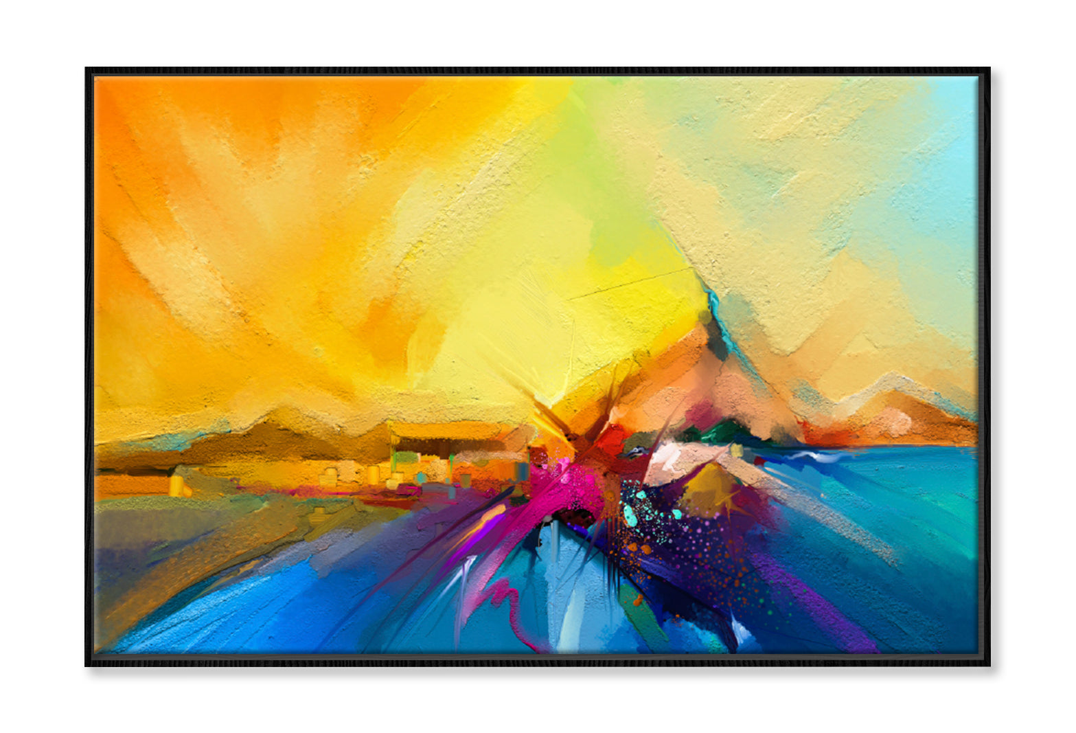 Colorful Oil Painting Limited Edition High Quality Print Canvas Box Framed Black