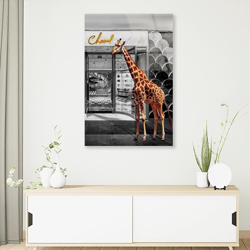 Store With Giraffe 3D Design Acrylic Glass Print Tempered Glass Wall Art 100% Made in Australia Ready to Hang