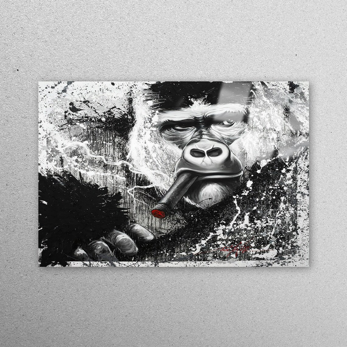 Gorilla Smoking Acrylic Glass Print Tempered Glass Wall Art 100% Made in Australia Ready to Hang