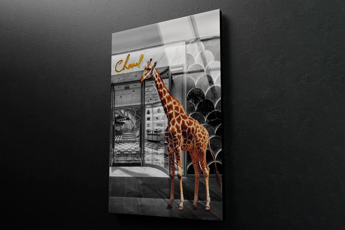 Store With Giraffe 3D Design Acrylic Glass Print Tempered Glass Wall Art 100% Made in Australia Ready to Hang