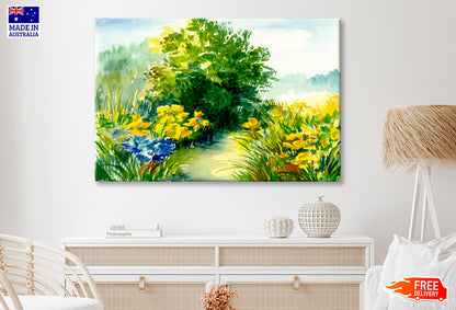 Watercolor Flower Garden Landscape Oil Painting Wall Art Limited Edition High Quality Print